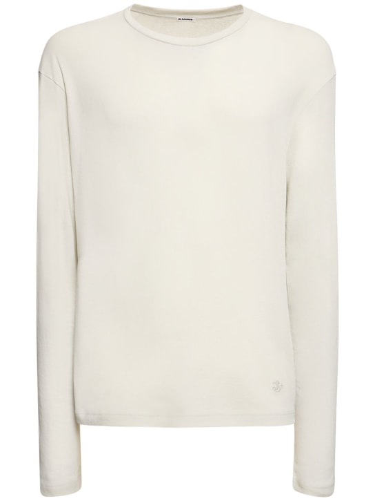 Jil Sander: Cotton long-sleeve t-shirt & tank top - Polar - men_0 | Luisa Via Roma
