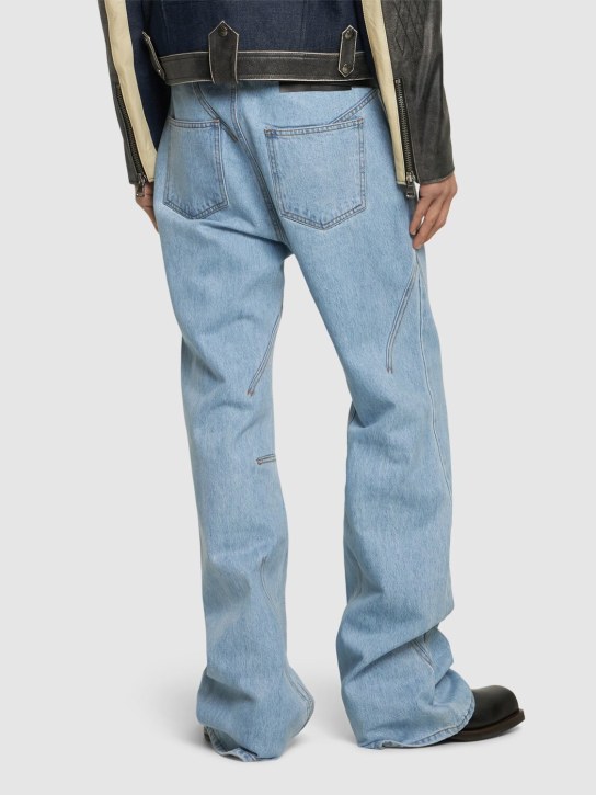 Andersson Bell: Tripot coated cotton flared jeans - Light Blue - men_2 | Luisa Via Roma