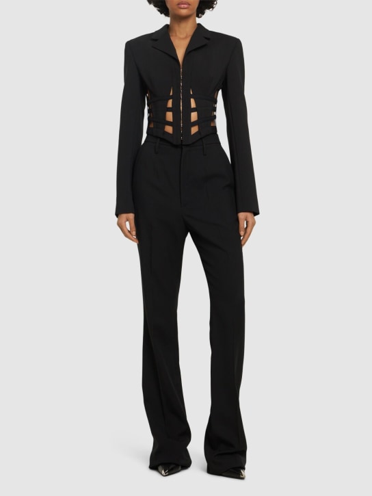 Dion Lee: Wool blend corset cut out blazer - Black - women_1 | Luisa Via Roma