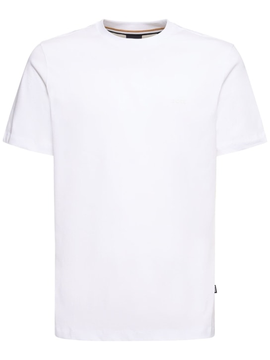 Boss: Thompson logo棉质平纹针织T恤 - 白色 - men_0 | Luisa Via Roma
