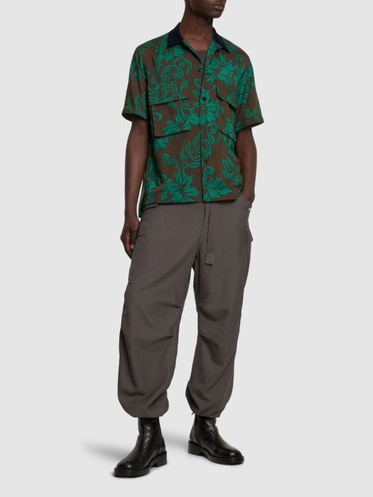 Sacai: Floral printed shirt - Green - men_1 | Luisa Via Roma
