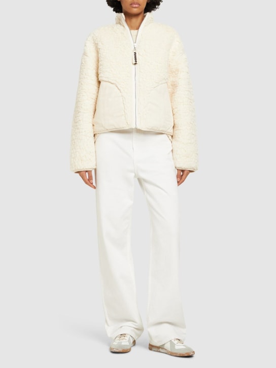 Jil Sander: Cotton fleece jacket w/zip - Fil dişi rengi - women_1 | Luisa Via Roma