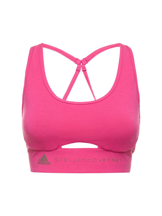 adidas By Stella McCartney: Yoga bra top - Fuşya - women_0 | Luisa Via Roma
