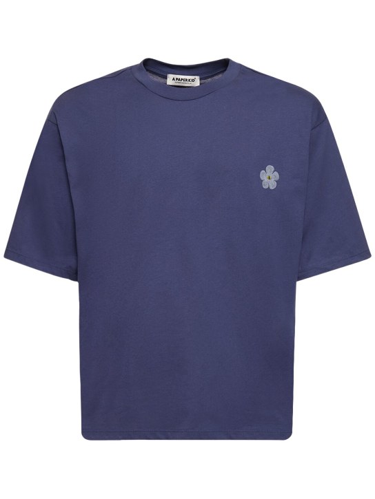 A Paper Kid: Unisex-T-Shirt mit Blumenmotiv - Blau - men_1 | Luisa Via Roma