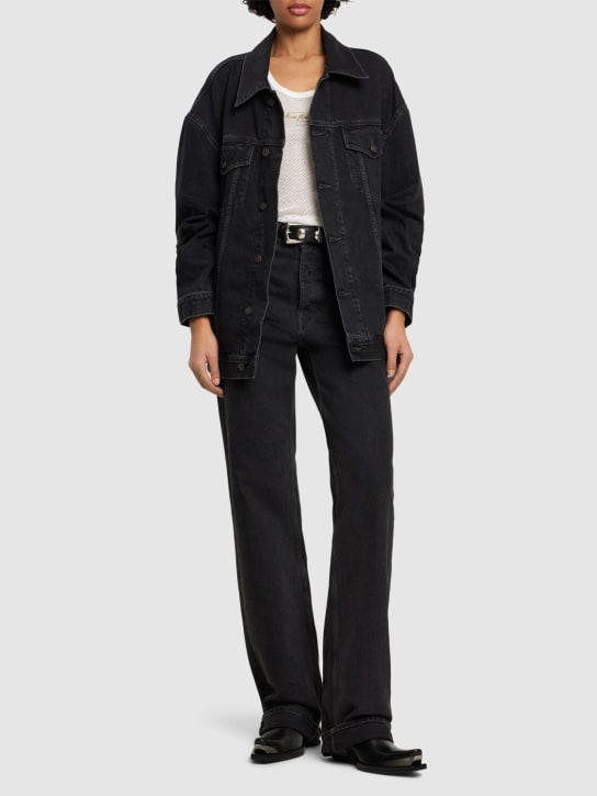 Acne Studios: Morris cotton denim oversize jacket - Black - women_1 | Luisa Via Roma