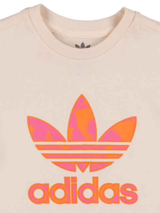 adidas Originals: T-Shirt und Shorts aus Baumwolle mit Logo - Pink/Weiß - kids-girls_1 | Luisa Via Roma