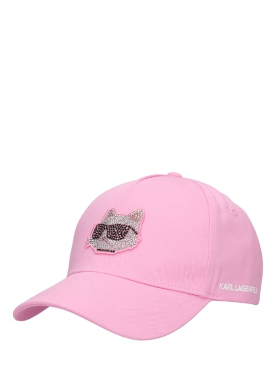 Karl Lagerfeld: Cotton twill baseball cap - Pink - kids-girls_1 | Luisa Via Roma