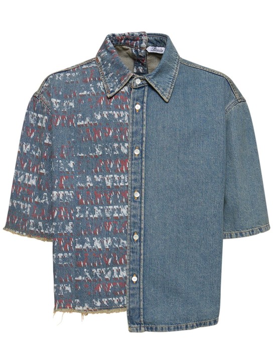Lanvin: Asymmetrisches Hemd aus Baumwolldenim - Hellblau - men_0 | Luisa Via Roma