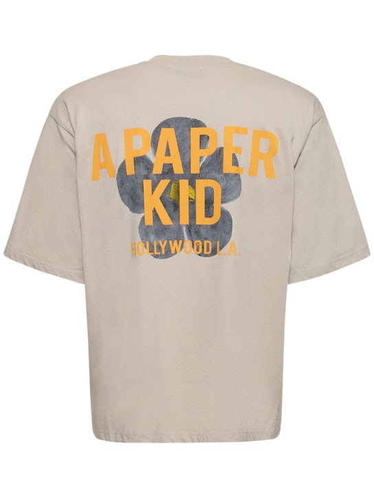 A Paper Kid: 背面花朵男女同款T恤 - 灰色 - men_0 | Luisa Via Roma