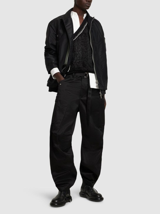 Sacai: Cotton chino cargo pants - Black - men_1 | Luisa Via Roma
