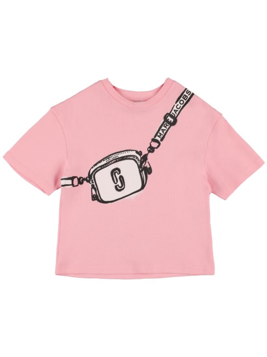 Marc Jacobs: Cotton jersey interlock t-shirt - Pembe - kids-girls_0 | Luisa Via Roma