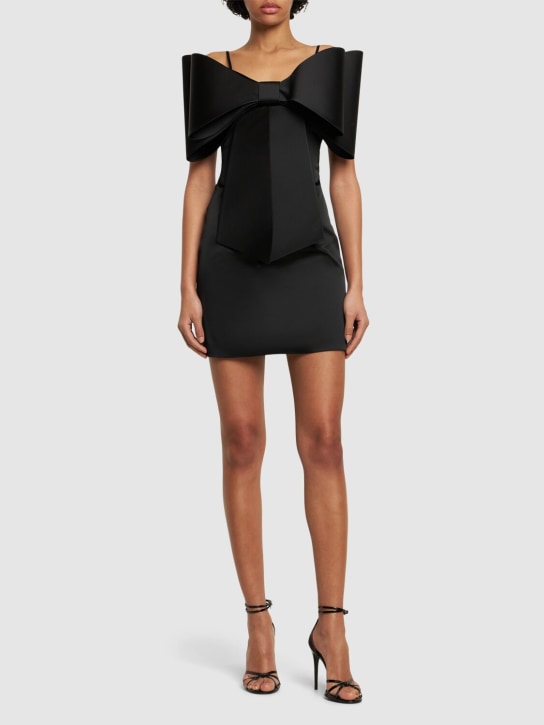 Mach & Mach: Le Cadeau bow organza mini dress - Black - women_1 | Luisa Via Roma