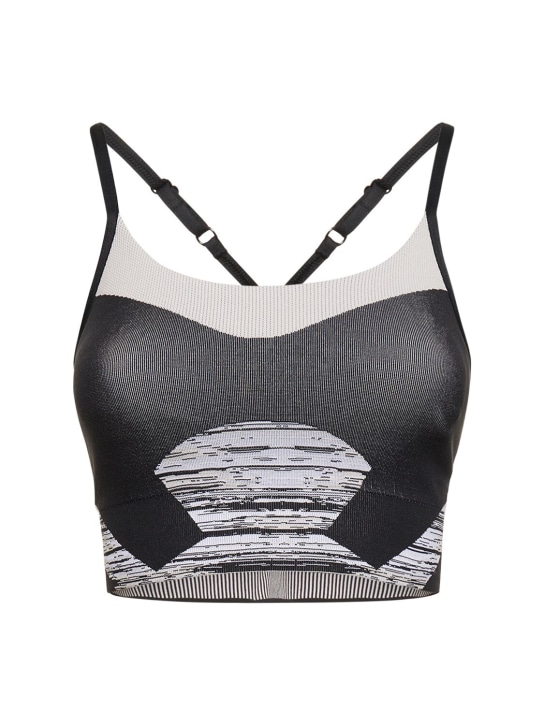 adidas By Stella McCartney: True Strength recycled poly sports bra - Black/White - women_0 | Luisa Via Roma