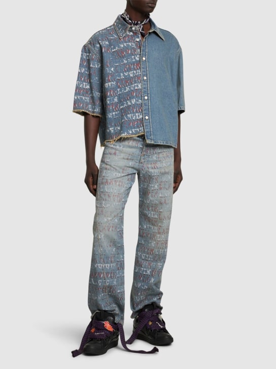 Lanvin: Asymmetrisches Hemd aus Baumwolldenim - Hellblau - men_1 | Luisa Via Roma
