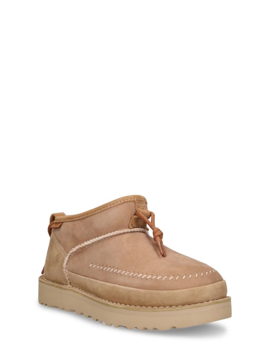 Ugg: 20mm Ultra Mini Regenerate suede boots - Cream - men_1 | Luisa Via Roma