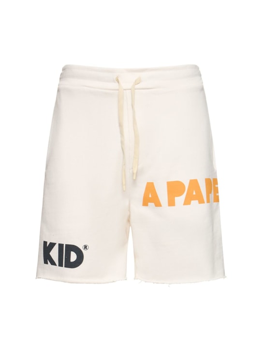 A Paper Kid: Unisex sweat shorts - Krem rengi - men_0 | Luisa Via Roma