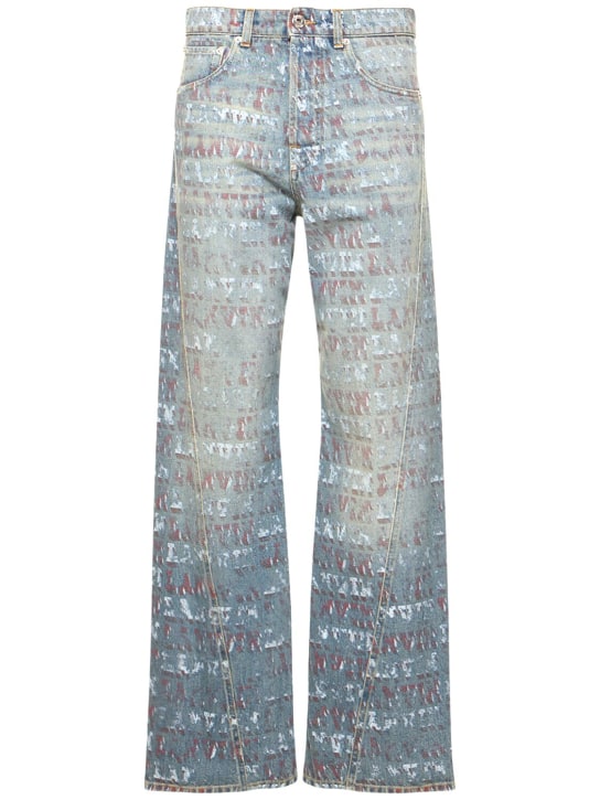 Lanvin: Printed denim jeans - Light Blue - women_0 | Luisa Via Roma