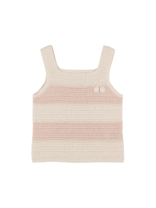 Bonpoint: Hand-crocheted cotton crop top - Pink - kids-girls_0 | Luisa Via Roma