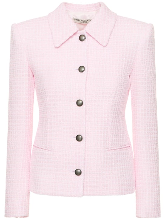 Alessandra Rich: 시퀸 트위드 싱글 브레스트 재킷 - 라이트 핑크 - women_0 | Luisa Via Roma