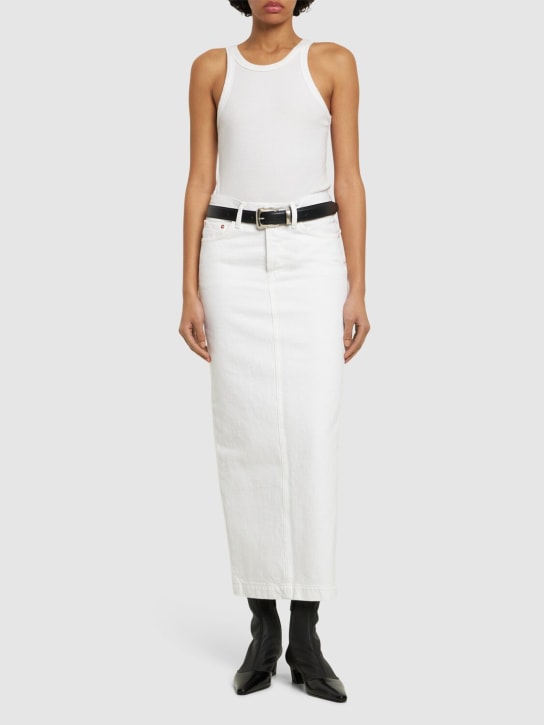 Wardrobe.nyc: Straight denim maxi skirt - Beyaz - women_1 | Luisa Via Roma