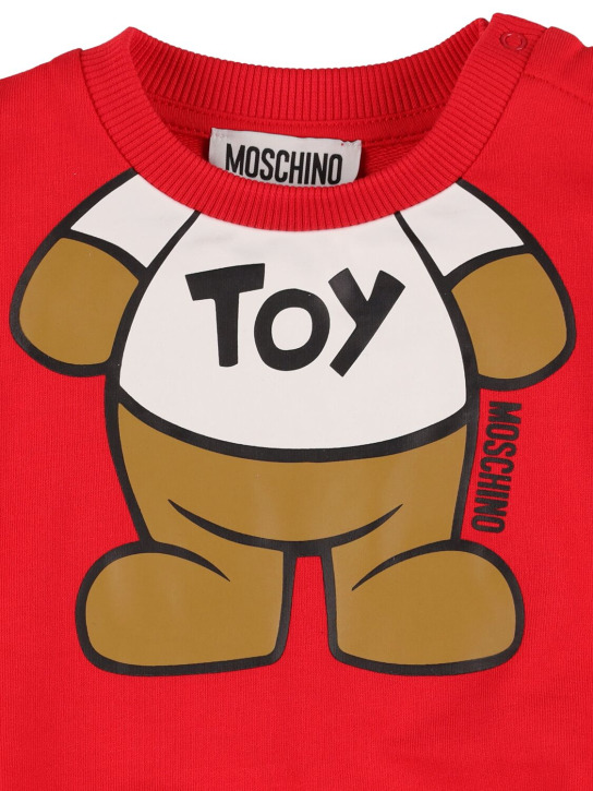 Moschino: 棉质圆领卫衣 - 红色 - kids-boys_1 | Luisa Via Roma