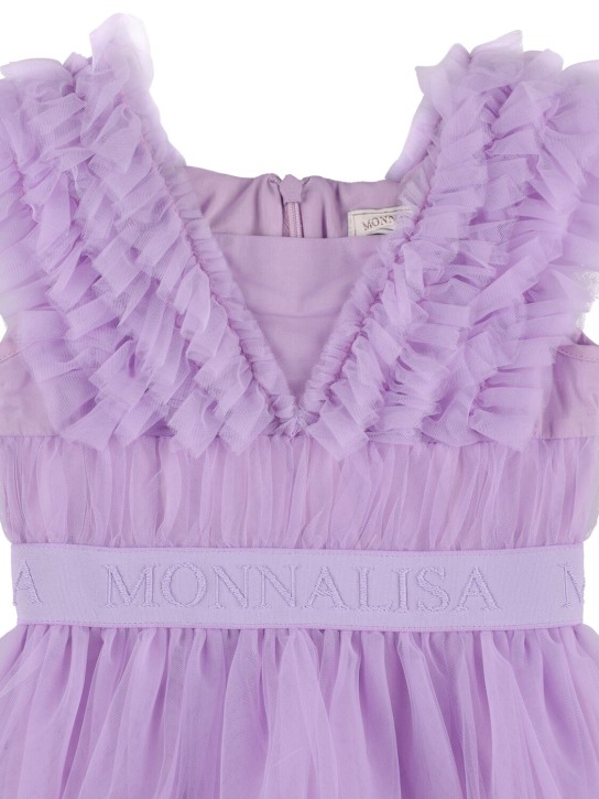 Monnalisa: Vestido de satén y tul bordado - Púrpura Claro - kids-girls_1 | Luisa Via Roma