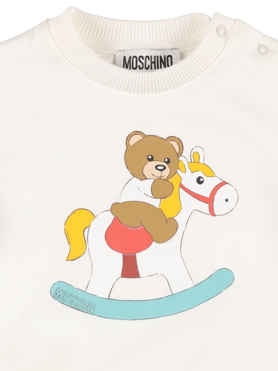 Moschino: Cotton crewneck sweatshirt - Off White - kids-girls_1 | Luisa Via Roma