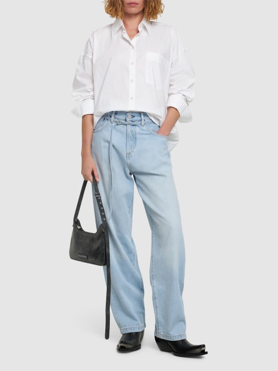 Acne Studios: 1991 high waist belted denim jeans - Açık Mavi - women_1 | Luisa Via Roma