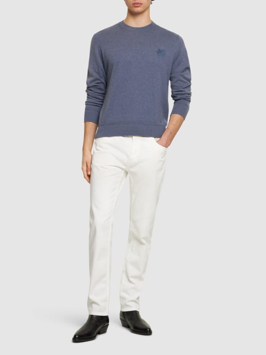 Etro: Stretch cotton jeans - White - men_1 | Luisa Via Roma
