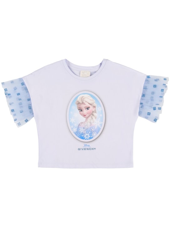 Givenchy: Camiseta de algodón interlock - Azul Claro - kids-girls_0 | Luisa Via Roma