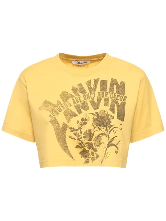 Lanvin: T-shirt cropped con stampa - Corn - women_0 | Luisa Via Roma