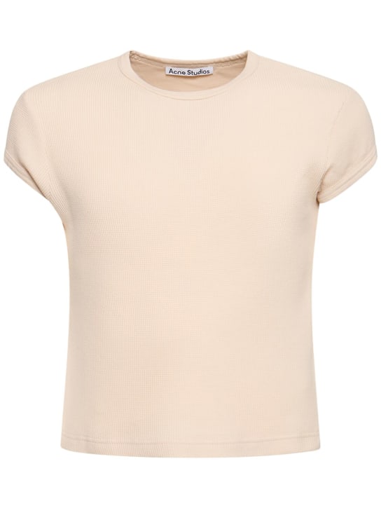 Acne Studios: Cotton jersey short sleeve t-shirt - Light Beige - men_0 | Luisa Via Roma