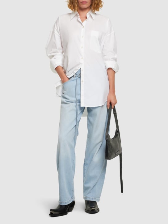 Acne Studios: Camisa clásica de popelina de algodón - Blanco - women_1 | Luisa Via Roma