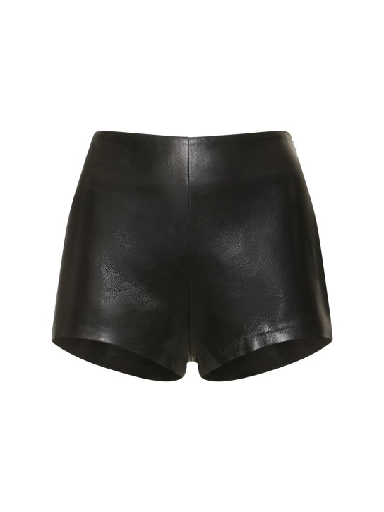 The Andamane: Polly high rise faux leather shorts - Black - women_0 | Luisa Via Roma