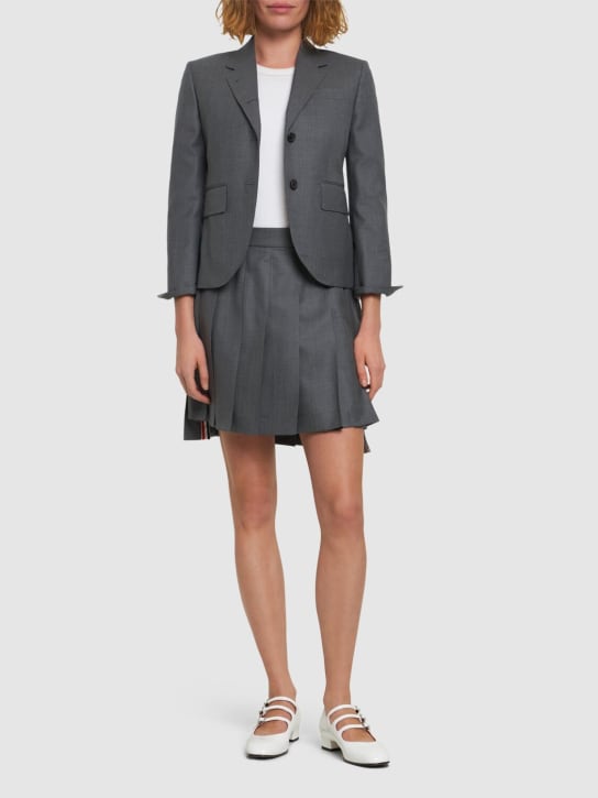 Thom Browne: Cropped wool twill jacket - Grey - women_1 | Luisa Via Roma