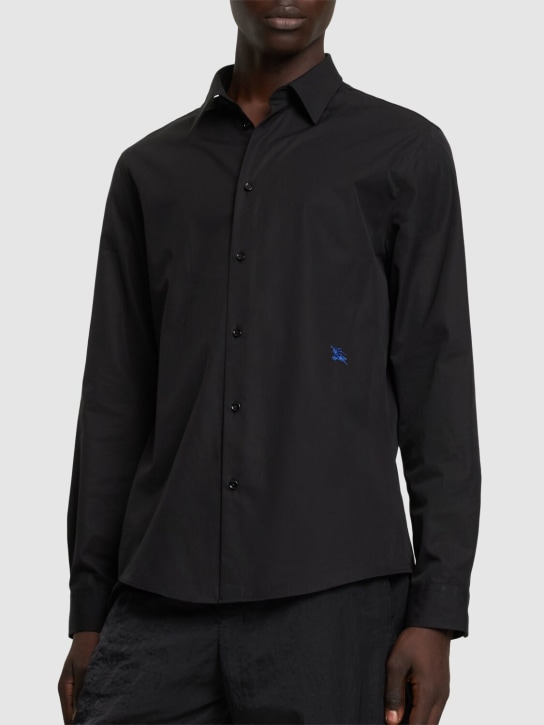 Burberry: Logo cotton shirt - Black - men_2 | Luisa Via Roma