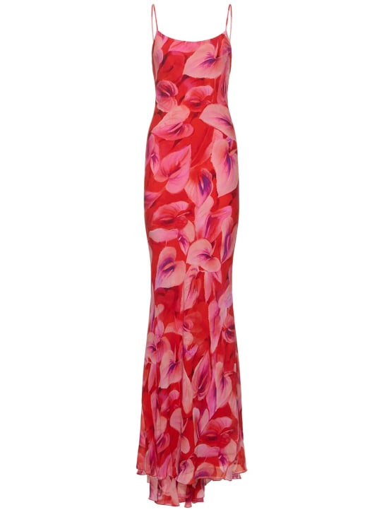 The Andamane: Ninfea printed tech georgette maxi dress - Red/Multi - women_0 | Luisa Via Roma