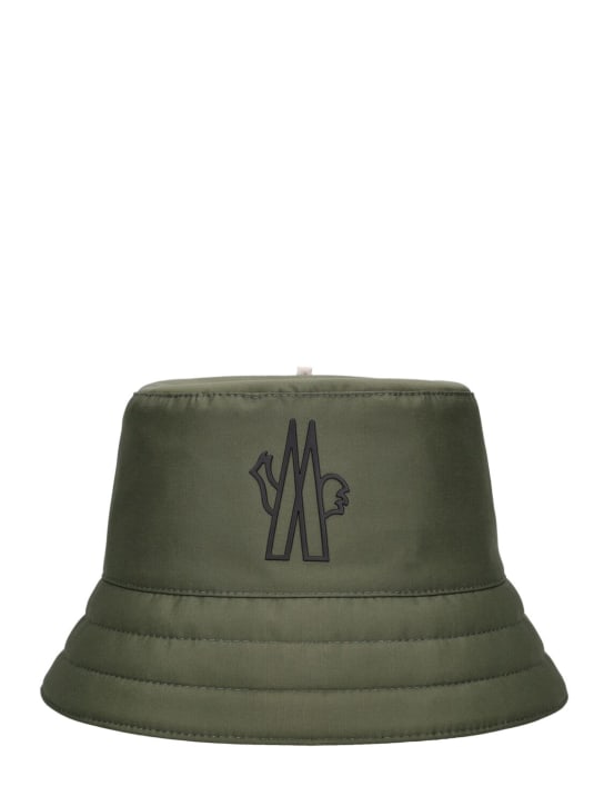 Moncler Grenoble: Logo tech bucket hat - Green - men_0 | Luisa Via Roma