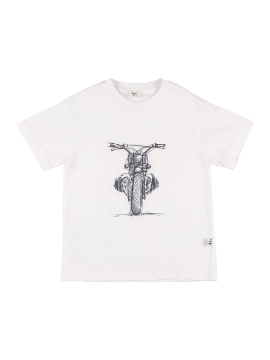 Il Gufo: 프린티드 코튼 저지 티셔츠 - 화이트/블랙 - kids-boys_0 | Luisa Via Roma
