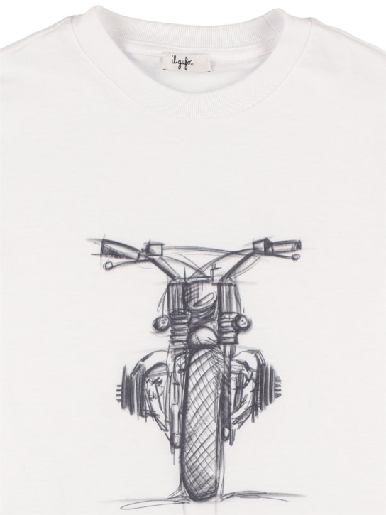 Il Gufo: T-shirt en jersey de coton imprimé - Blanc/Noir - kids-boys_1 | Luisa Via Roma