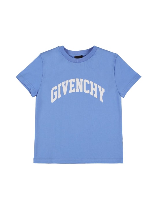Givenchy: 棉质平纹针织T恤 - 蓝色 - kids-boys_0 | Luisa Via Roma