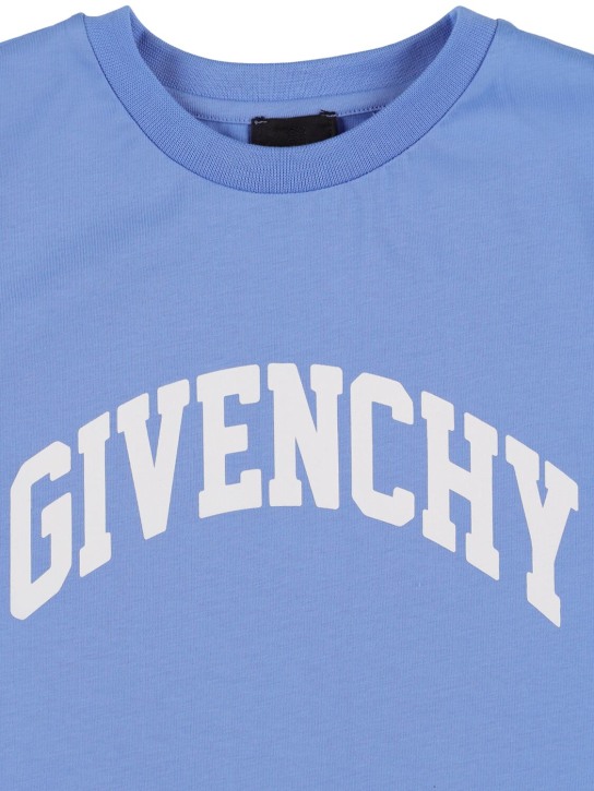 Givenchy: T-shirt en jersey de coton - Bleu - kids-boys_1 | Luisa Via Roma