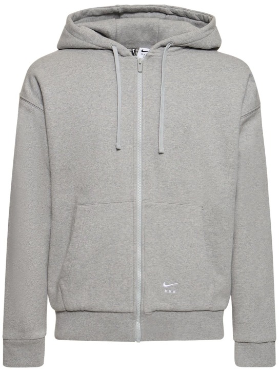 Nike: MMW cotton blend fleece hoodie - Grigio Melange - men_0 | Luisa Via Roma