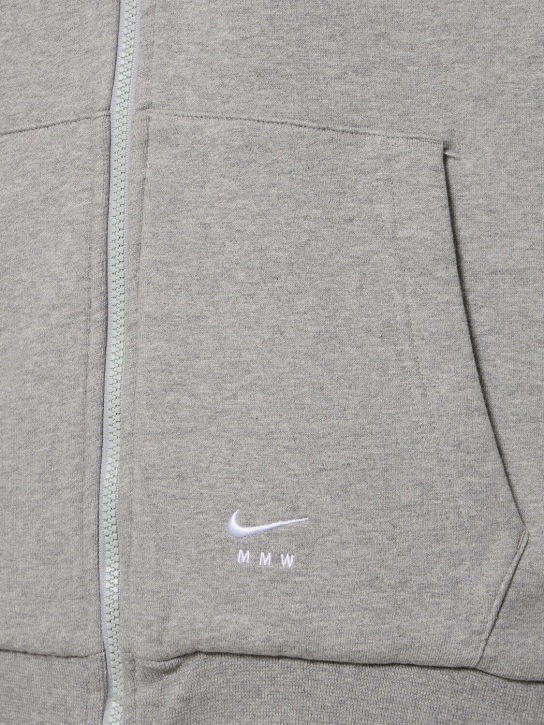 Nike: MMW cotton blend fleece hoodie - Heather Grey - men_3 | Luisa Via Roma
