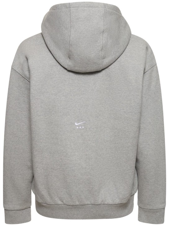 Nike: MMW cotton blend fleece hoodie - Heather Grey - men_4 | Luisa Via Roma
