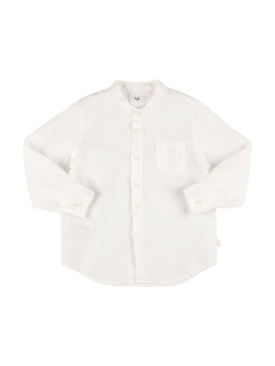 Il Gufo: Linen guru collared shirt - Beyaz - kids-boys_0 | Luisa Via Roma