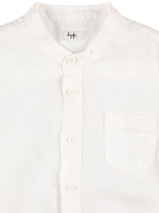 Il Gufo: Linen guru collared shirt - Beyaz - kids-boys_1 | Luisa Via Roma