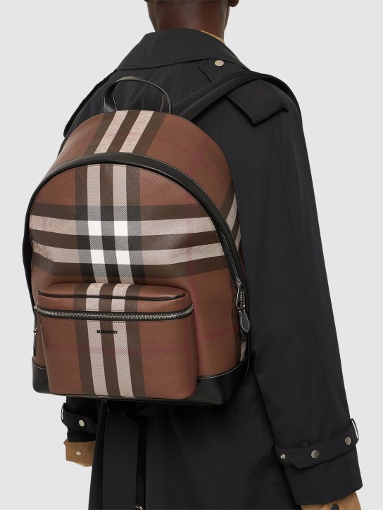 Burberry: Jett Check E-canvas backpack - Birch Brown - men_1 | Luisa Via Roma