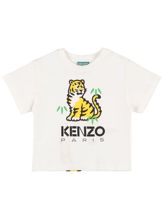 Kenzo Kids: 有机棉平纹针织T恤 - 白色 - kids-boys_0 | Luisa Via Roma