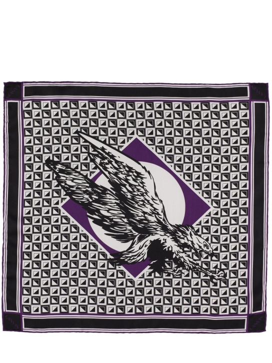 Lanvin: Pañuelo de seda cuadrado - Negro/Púrpura - men_0 | Luisa Via Roma